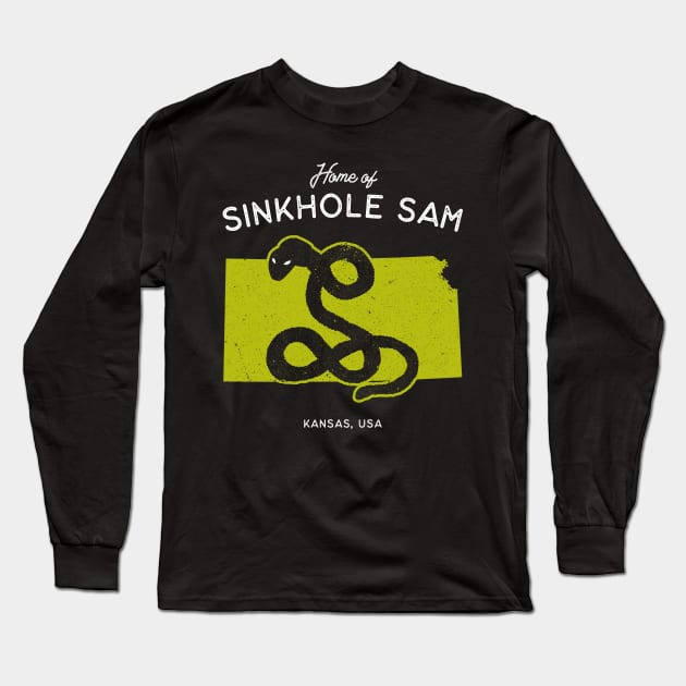 Home of Sinkhole Sam - Kansas, USA Cryptid Long Sleeve T-Shirt by Strangeology